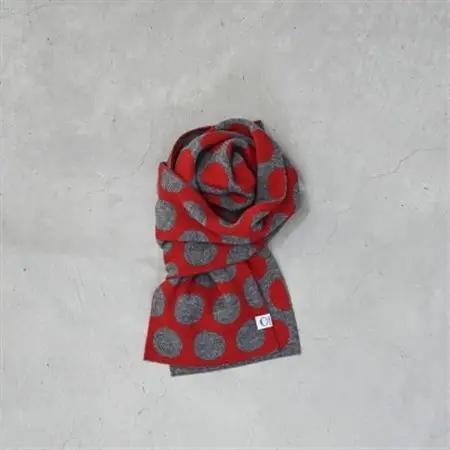 【 OTA KNIT 】ちくちくしないマフラー dot(レッド×グレー)_装飾品・工芸品 マフラー・手袋 服飾小物 _【1533436】