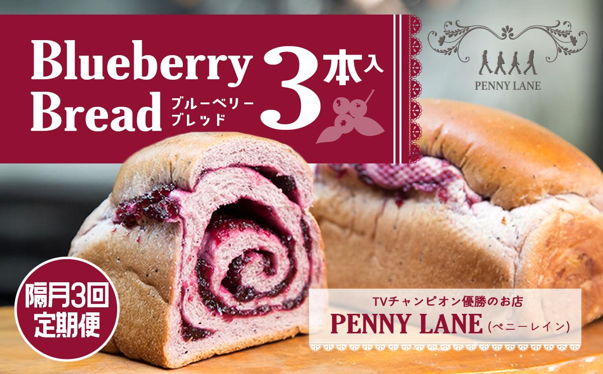 【隔月3回配送定期便】ペニーレインのブルーベリーブレッド3本セット【 パン 冷凍 人気 菓子パン パン屋 茨城県 つくば市 ブルーベリー ブルーベリージャム ブルーベリーソース 冷凍パン お取り寄せ おやつ 朝食 ベーカリー グルメ プレゼント 定期便 冷凍便 】