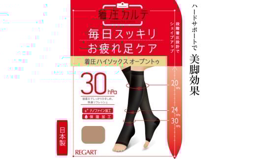 【メディックピエドシリーズ】着圧ハイソックス オープントゥ Sサイズ ベージュ ソックス くつした 靴下 日用品 美容 着圧ソックス 生活用品 健康用品 健康グッズ スポーツ 旅行 トラベル