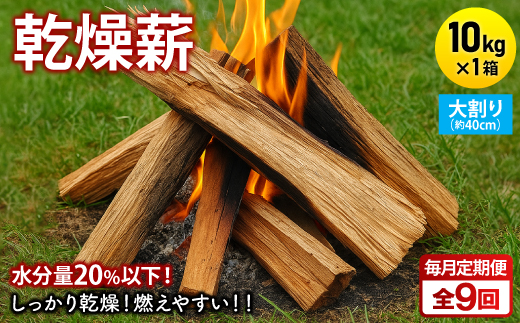 
                  ＜毎月定期便＞乾燥薪 キャンプ用 10kg 大割(約40cm) 広葉樹ミックス全9回【4087748】
                