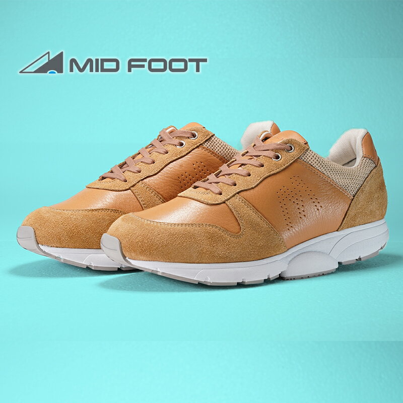 【ふるさと納税】MIDFOOT ( ミッドフッド ) 紳士靴 レザースニーカー MF001JM ( ベージュ ) 4E　【 ファッション 靴 シューズ スニーカー メンズ 】 【 お洒落 レザーシューズ エコレザー 快適 履き心地 】