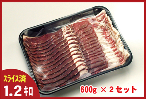 【北海道根室産】鹿肉(焼肉・すき焼・しゃぶしゃぶ用)600g×2P(計1.2kg) C-07005