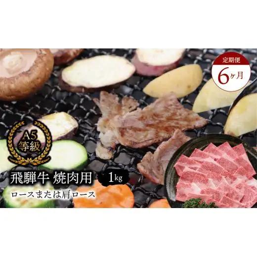 【６ヶ月定期便】 Ａ5等級 飛騨牛 焼肉用 1kg ロースまたは肩ロース