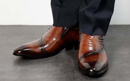 【26.0cm】＜MURATA ORIGINAL 本革紳士靴 サイドシューデザイン 9210848 ブラウン 靴紐の調整位置がサイドに! ビジネス カジュアル 当店主力商品 24.5~27.0cm 1