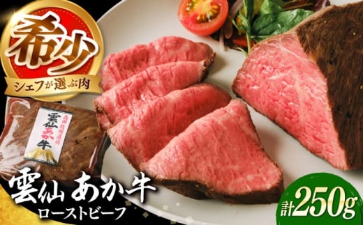 【希少】雲仙 あか牛 ローストビーフ 250g / 国産 長崎和牛 牛 牛肉 赤身 加工品 冷凍 ローストビーフ ろーすとびーふ 牛 牛肉 冷凍 赤牛 和牛 あかうし 赤牛 あか牛 牛肉 / 南島原市 / 株式会社高田牧場 [SGQ001]