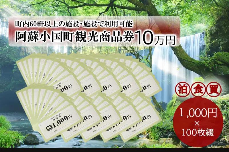 【ASOおぐに観光協会】阿蘇 小国町 観光商品券 1000円×100枚 10万円 十万円 現地引き取り 杖立温泉 わいた温泉郷 湯けむり 蒸し湯 ジャージー牛乳 小国杉 旅行 観光 宿泊 飲食 お買い物 お土産 商品券 宿泊券 1000円券 100枚 現地払い利用 地域振興 旅行支援