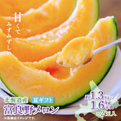 【ふるさと納税】【2025年出荷】富良野メロン(赤肉)夏ギフト1.3kg～1.6kg未満2玉入_ メロン めろん 赤肉 果物 くだもの フルーツ ふるーつ 青果 ふらのメロン 富良野 北海道 産地直送 国産 人気 おすすめ 送料無料 お取り寄せ ギフト 贈答 化粧箱 【1405303】