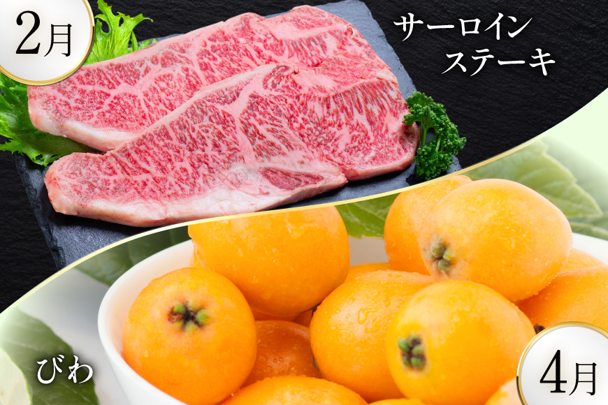 AJ699 【8回定期便】 夏のフルーツと長崎和牛 定期便 [ 果物 フルーツ びわ すいか 小玉スイカ メロン 赤肉メロン ナシ 梨 長崎和牛 定期便 和牛 お肉 肉 牛 牛肉 国産 ステーキ]_イ