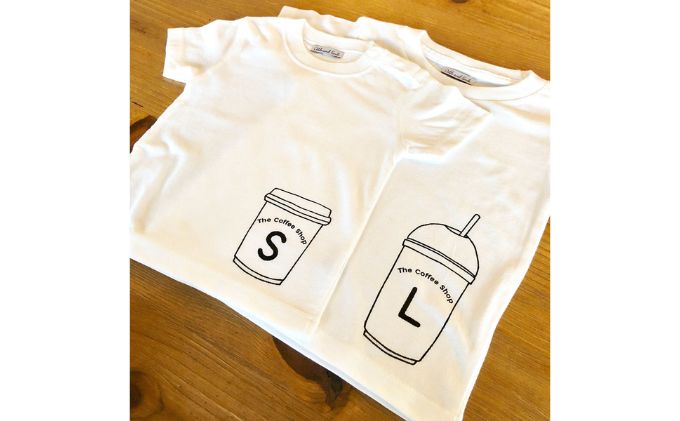 2人兄弟姉妹でおそろい/コーヒーカップ S×L プリント/ Tシャツ2枚組ギフトセット【出産祝い・誕生日・ギフト・プレゼント】（100cm×150cm）