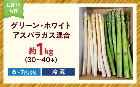 グリーン・ホワイトアスパラガス約1kg（6～7月出荷） | ホワイトアスパラ アスパラガス グリーンアスパラ アスパラ 野菜 生野菜 夏野菜 直送 新鮮 おすすめ 柔らかい  香川県 三木町 |_mk