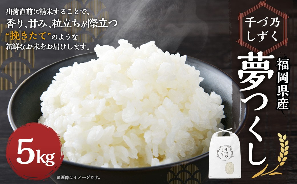 
            【令和7年産】福岡県産 夢つくし〈千づ乃しずく〉 約5kg 精米 S001【2025年9月下旬～2026年2月下旬発送予定】 お米 米 白米
          
