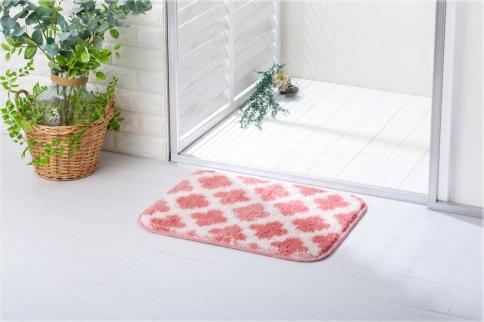 コスモトロンで作った人気のモロッカン柄吸水速乾バスマット縦45cm×横60cm ピンク 303446_CN90033VC01