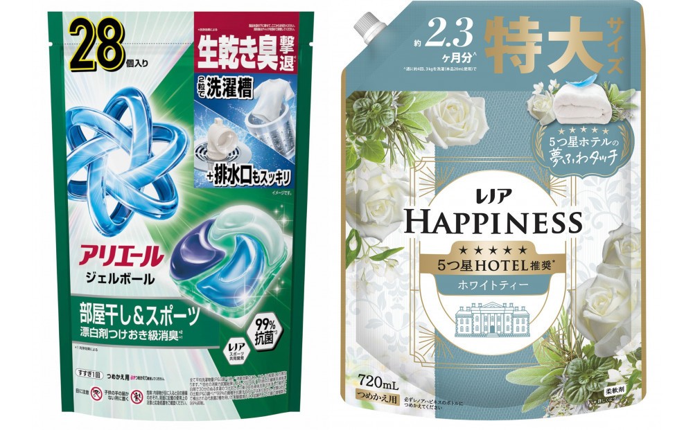 
                  アリエール ジェルボールプロ 部屋干し 28個入 & レノア ホワイトティー つめかえ用 720mL
                