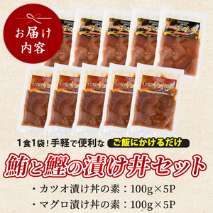 まぐろ･かつおの海鮮漬け丼セット100g×10袋 山川町漁協 IB039-008 海鮮 海鮮