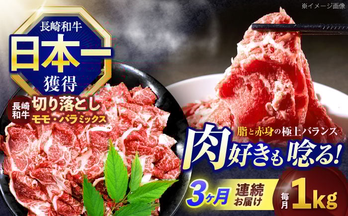 
                  【3回定期便】長崎和牛切り落とし(バラ・モモMIX)約1000g【株式会社 黒牛】[OCE089] / 牛肉 国産牛 切り落とし きりおとし 牛肉切り落とし 肉じゃが 家庭用
                