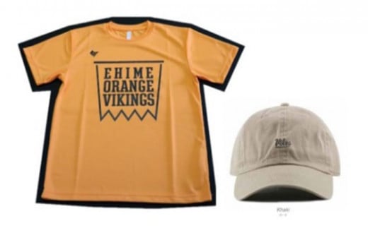 【M】会場をオレンジに染めよう！バイクスTシャツ・キャップセット＜グッズ スポーツ オリジナル 応援 セット バスケ 愛媛オレンジバイキングス バイクス 愛媛県＞