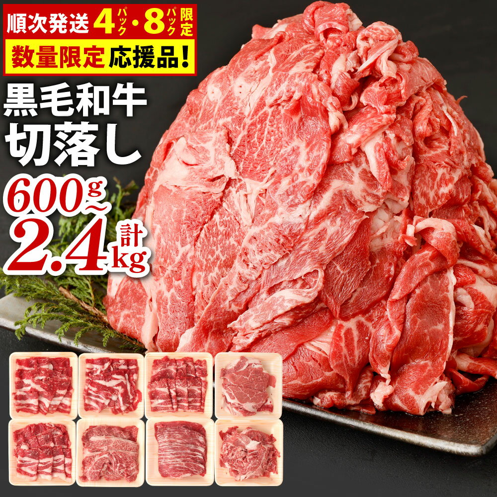 九州産 黒毛和牛 切り落とし 合計2.4kg 300g×8パック 小分け 国産牛 お肉 牛肉 切落し 冷凍 送料無料
