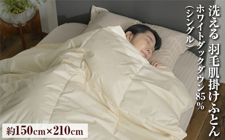 ご家庭で手洗いできる 羽毛肌掛けふとん シングル（約150×210㎝） | 手洗い可 国産 寝具 布団 ホワイトダックダウン85％ 泉大津市
