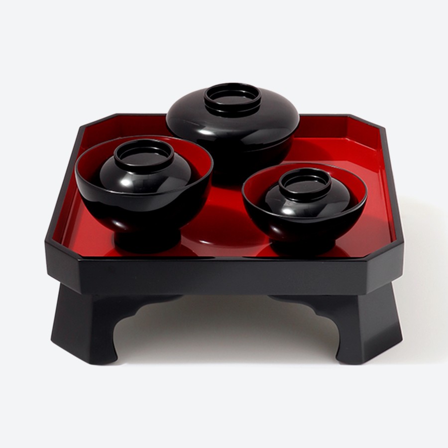 ＜中島忠平漆器店＞お食い初め膳　女の子用（黒内朱）