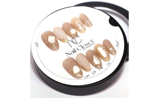 ネイルチップ　ロング【月砂】XSサイズ　Antellijan大宮ネイルサロンのハンドメイド　L4-XS　【11100-2174】