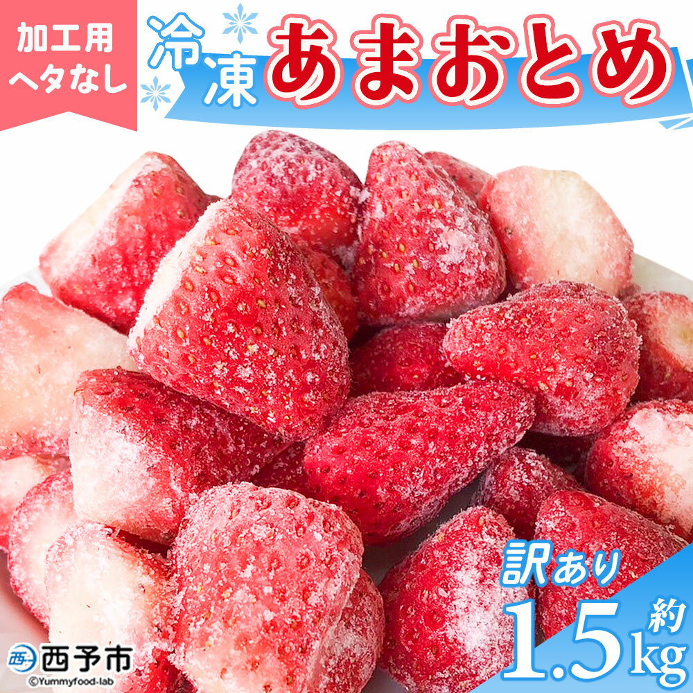 【ふるさと納税】＜冷凍いちご あまおとめ 約1.5kg 加工用 ヘタなし＞ 国産 アマオトメ 朝採り 朝採れ サイズ 不揃い 訳あり 訳アリ フルーツ 果物 苺 いちご イチゴ シャーベット ジャム スムージー 大粒 小粒 りの果樹園 愛媛県 西予市【冷凍】『1か月以内に順次出荷予定』