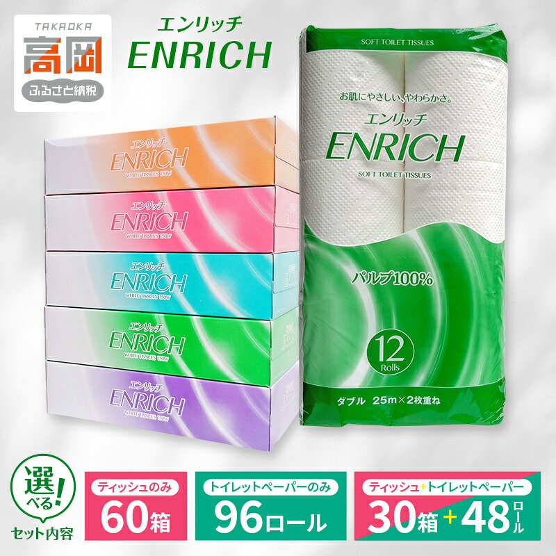 【ふるさと納税】＼選べるセット内容／ ティッシュ トイレットペーパー ティッシュ＋トイレットペーパーセット エンリッチ テッシュ ティッシュペーパー トイレットロール 日用品 消耗品 セット 富山県 高岡市 FAD-1443ver
