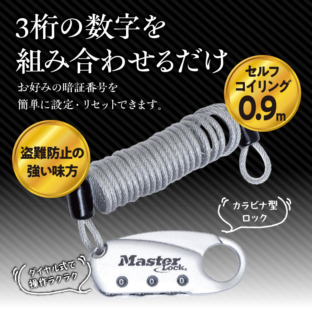 ケーブルロック　1559JADSLV  （銀）　ナンバー可変式　防犯　防災　Master Lock