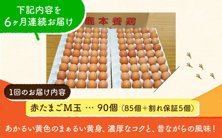 【全6回定期便】赤たまご M玉 90個（85個＋5個割れ保証）【株式会社 かもと養鶏】タマゴ 玉子 熊本県 卵 国産 新鮮 あかたまご M玉  濃厚 [ZCA015]