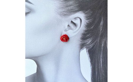 茅ヶ崎市 湘南 陶磁器 上品 かわいい レディース ギフト プレゼント 誕生日 母の日 お祝い サマーギフト ゴールド 金 アート アクセサリー Artopus.SHONAN イヤリング 薔薇 小 オ