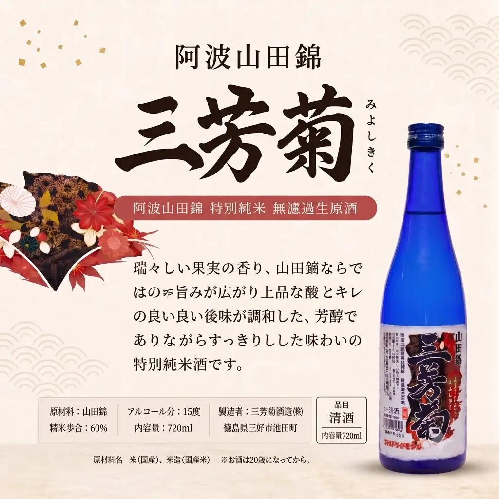 日本酒 地酒 三種 雄町 亀の尾 山田錦 無濾過生原酒 720ml × 3本 【 三芳菊 】
