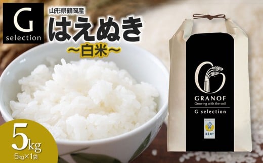 【令和7年産】  Gセレクション はえぬき 5kg(5kg×1) 【白米】山形県鶴岡市産　株式会社グラノフ