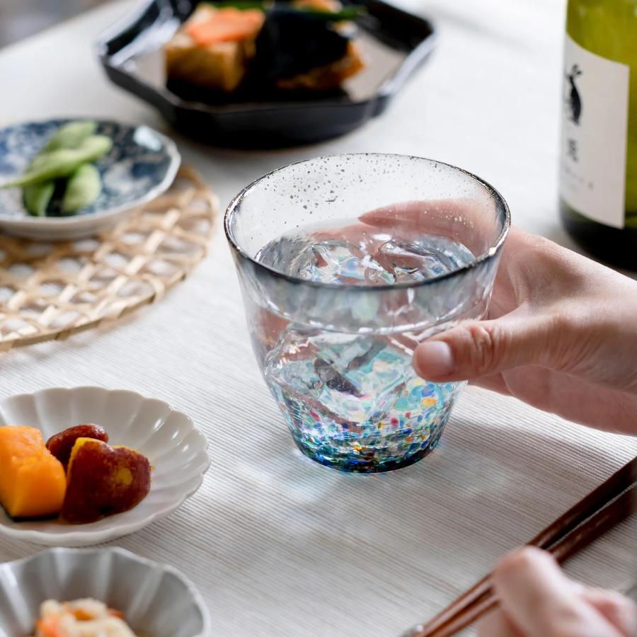 ＜津軽びいどろ＞まつり金彩ロックグラス