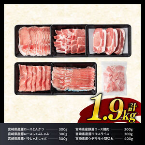 【ふるなびWEEK対象】豚肉 ヒルナンデスで紹介！【令和8年7月発送】宮崎県産 豚肉 6種1.9kg 小分け セット