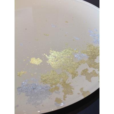 ふるさと納税 海南市 フラットプレートM　古代塗り金箔漆白 |  | 01