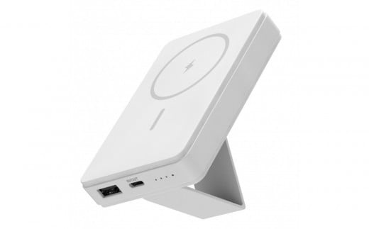 モバイルバッテリー 5000mAh MagSafe対応 ワイヤレス充電器【ホワイト】