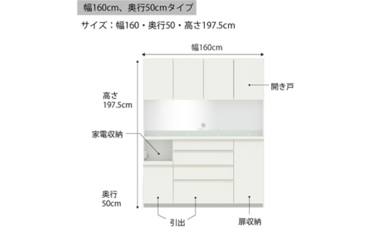 【パールホワイト】食器棚 カップボード 組立設置 ECB-1600R [No.648] ／ 家具 インテリア  岐阜県
