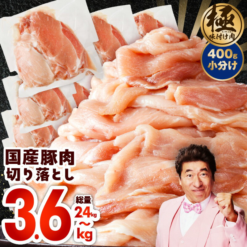 【ふるさと納税】＼すぐ届く／ 【訳あり】 味付け肉 国産 豚肉 切り落とし 選べる 内容量 1パック400g 2.4kg / 3.6kg 6パック / 9パック 小分け タレ付き お鍋 豚汁 生姜焼き サラダ おかず 晩ごはん お弁当 部位不揃い 極味付け肉 大阪府 泉佐野市 送料無料 肉の泉佐野