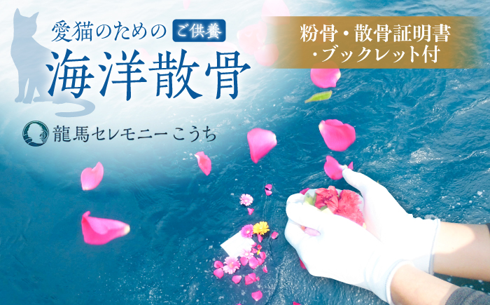 愛猫のための代行海洋散骨供養 (粉骨・散骨証明書・ブックレット付) / ペット供養 愛猫供養 猫 ねこ ネコ 海 埋葬 自然葬 葬儀 お別れ 弔い サービス 代行 委託 メモリアル 遺骨 粉骨 船 プラン 【龍馬カンパニー株式会社】 [ATID001]
