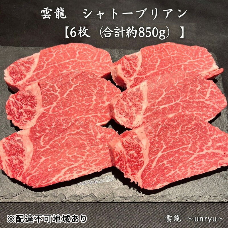 【ふるさと納税】黒毛和牛 岡山県産 シャトーブリアン 6枚(合計約850g) 静岡県産 本わさび 付 雲龍 肉 お肉 牛肉 和牛 焼肉 　お届け：お申込みから1ヶ月～3ヶ月かかる場合がございます。