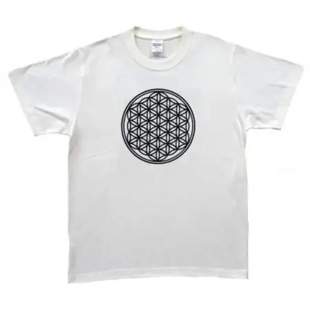 Tシャツ フラワー・オブ・ライフ 麻炭 白 (半袖 160サイズ)【1619660】