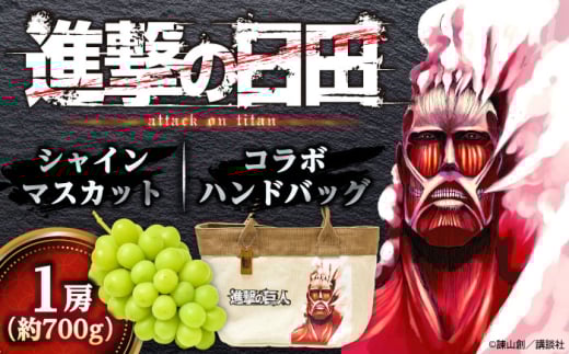 【先行予約】 進撃のシャインマスカット 1房 約700g ハンドバッグ付（超大型巨人）日田市 / 松岡果樹園 [AREJ002]