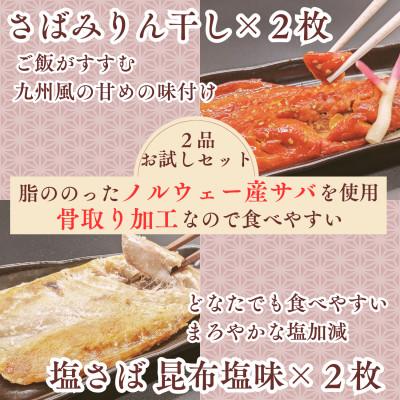 ふるさと納税 飯塚市 【お試し品】骨取りさば4枚(さばみりん干し・塩さば昆布塩/各2枚)個包装で便利 簡単フライパン調理 |  | 01