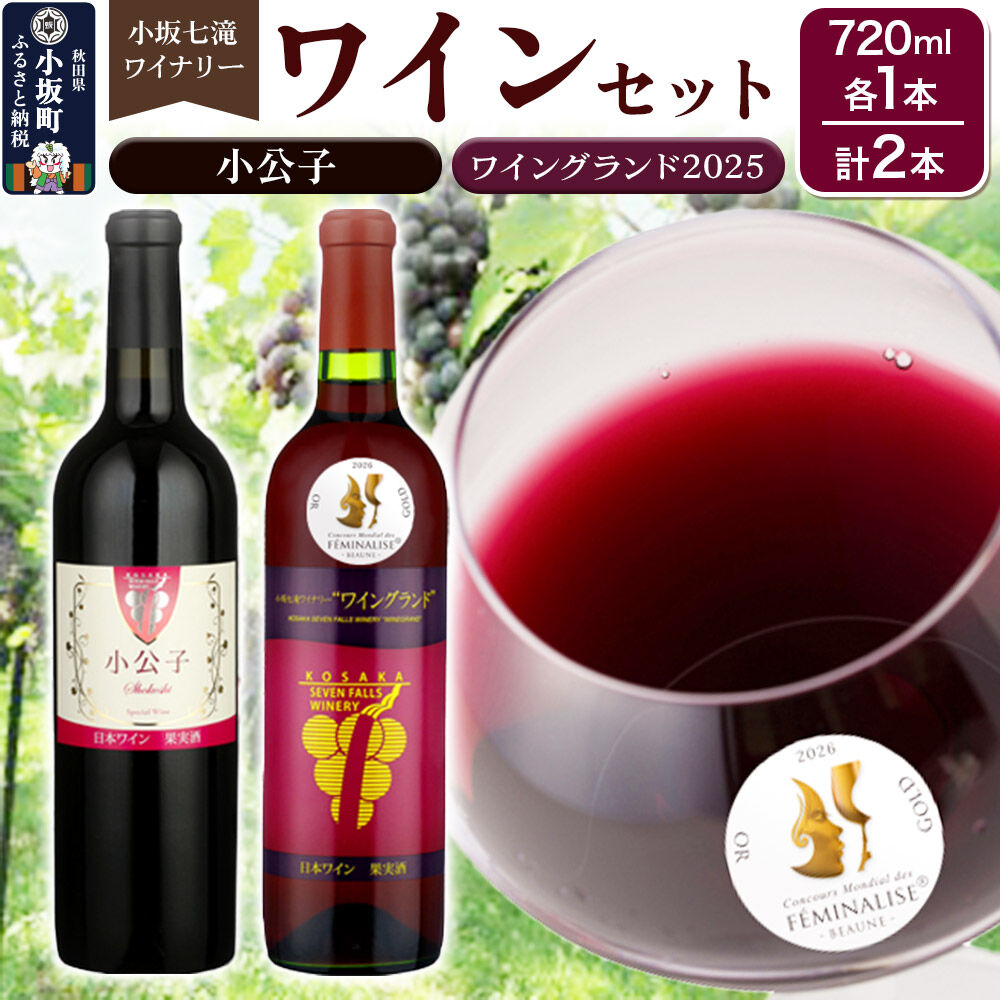 【ふるさと納税】小坂七滝ワイナリー 小公子・ワイングランド2025 セット 720ml×各1本 計2本 [小坂七滝ワイナリー 小公子 ワイングランド セット 赤ワイン お酒 山ぶどう 秋田県 小坂町]
