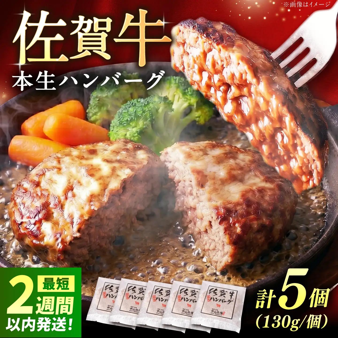 佐賀牛ハンバーグ 計650g（130g×5個） / 佐賀県 / 株式会社中山牧場 [41AOCW005]