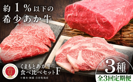 【令和8年度熊本地震復興支援】【全3回定期便】【GI認証】くまもとあか牛 食べ比べF / 菊陽町 熊本県 あかうし 牛肉 食べ比べ  肉 にく 赤身 モモ ローストビーフ  ブロック ブランド 旨み リブロース ステーキ バーベキュー BBQ 定期便 くまもとあか牛 和牛 阿蘇 自然 自社牧場 直接 最高 上質 牛 牛肉 ぎゅうにく ぎゅう肉  【有限会社 三協畜産】[BHAS031]