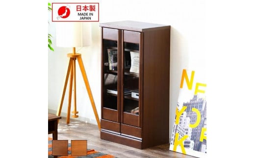 コレクションボード 幅60cm 本棚 CD収納 開き戸 引出し 多目的ボード ナチュラル