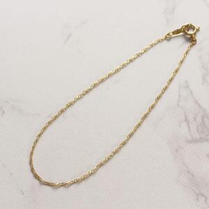 【K10イエローゴールド チェーンブレスレット】上品なスクリューチェーン 手元を繊細に美しくみせる 長さ17cm　SB1010-K10