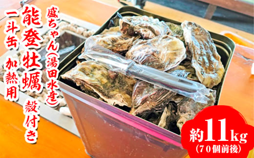 【発送時期が選べる】盛ちゃん（湯田水産） 能登牡蠣 殻付き 一斗缶（70個前後） 約11kg 加熱用 ※北海道・沖縄・離島への配送不可 ※2027年1月～発送