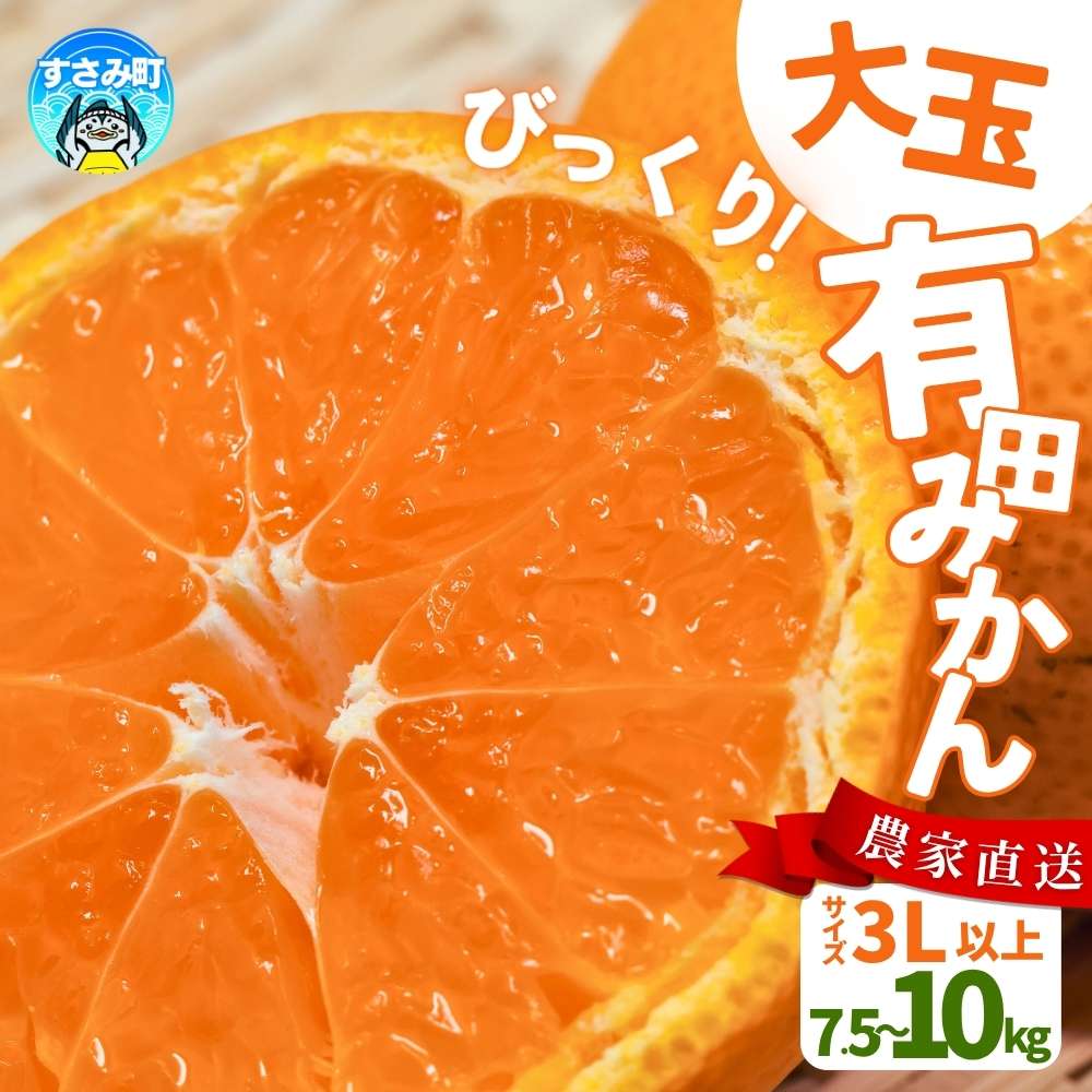 【ふるさと納税】びっくり有田みかん 大玉 3L以上 ファミリー層 高評価★★★★★【選べる容量】 / 訳あり ご家庭用 訳ありみかん 有田みかん フルーツ 果物 7.5kg 10kg 12000円 10000円 先行予約 農家直送 【※11月中旬～12月下旬に順次発送(お届け日指定不可)】