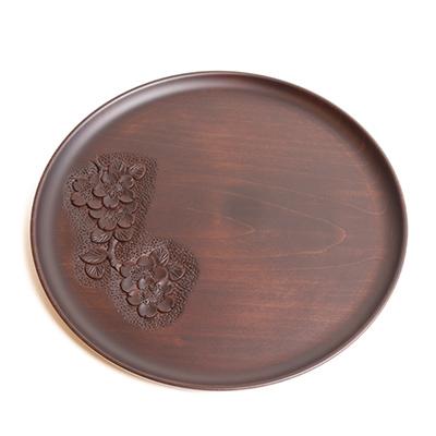 ふるさと納税 長野県 軽井沢彫　9寸丸盆(枝桜)　　長野県伝統工芸品